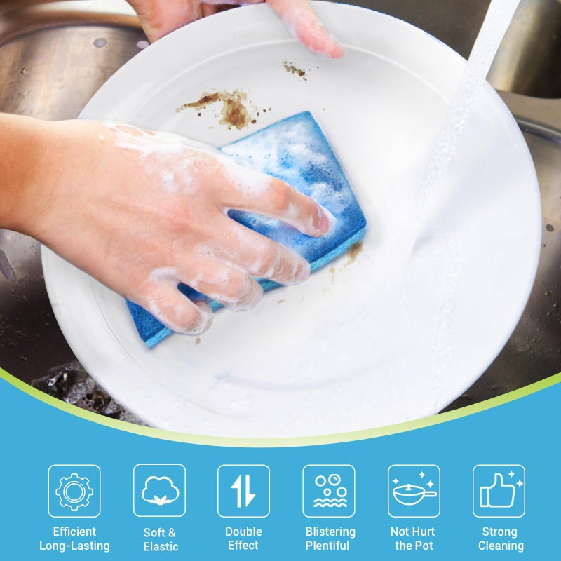 AIDEA Sponges Kitchen, Non Scratch Scrub Sponge, 12Count, Sponges for Non Stick Cookware, Cleaning Sponge for Dishes, Cleans Fast Without Scratching, Cleaning Power for Kitchen, Bathroom, Household - Image 2